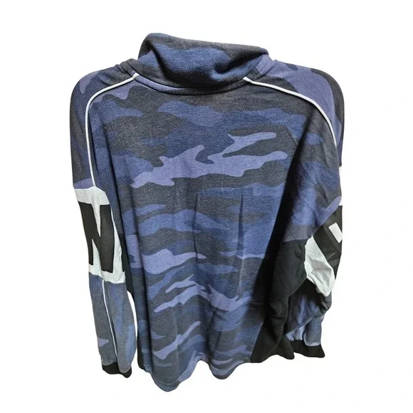 Victoria's Secret PINK Quarter Zip Pullover Blue‎ Camo Long Sleeve - Picture 4 of 4